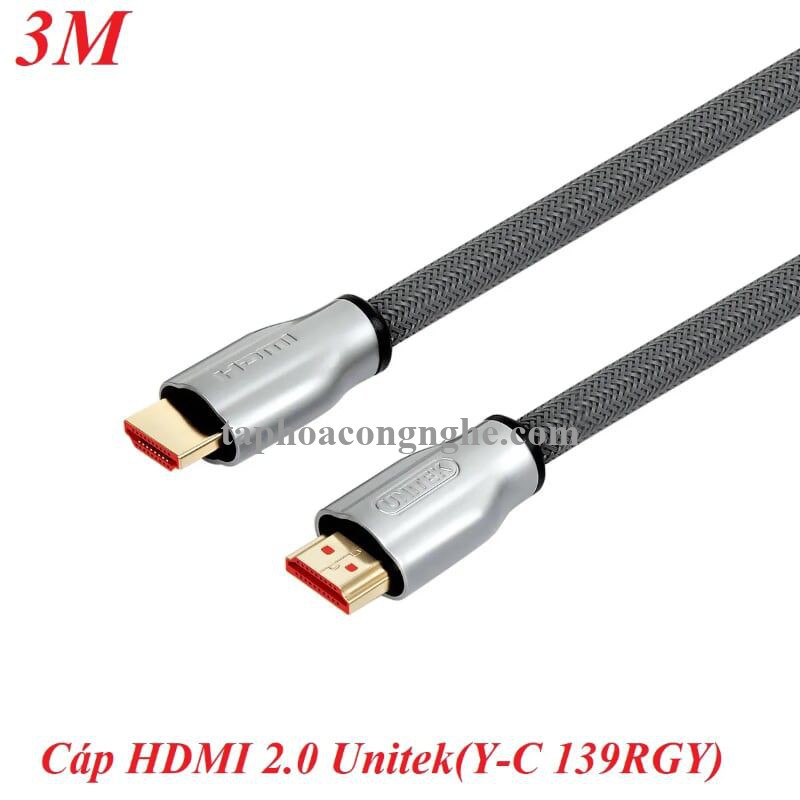 Unitek 96027 Y-C139RGY 3M 4k 60Hz 2.0 Màu Xám Cáp Hdmi bọc lưới cao cấp 30096027